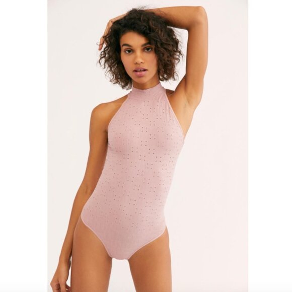 Free People Clear Mind Pink Mock Bodysuit XS/S - Picture 1 of 6
